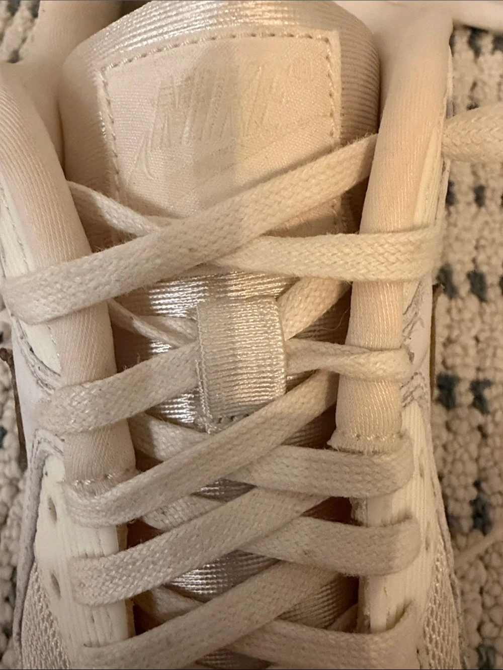 Nike Women’s Cream Sneakers with Gold Swoosh
